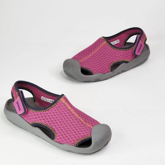 CROCS Shoes Crocs Swiftwater Sandal Pinkgray Us J Kids Mesh Water